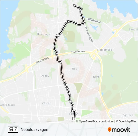 7 buss Linje karta