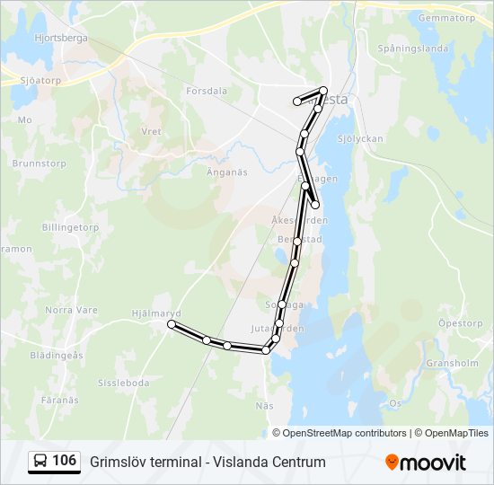 106 bus Line Map