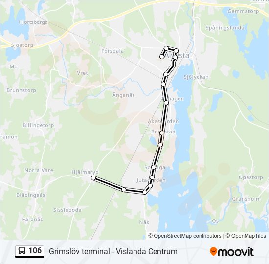 106 bus Line Map