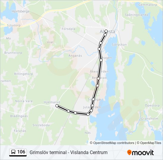 106 bus Line Map