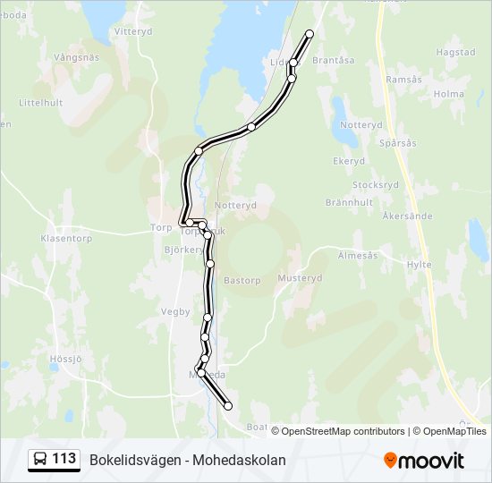 113 bus Line Map