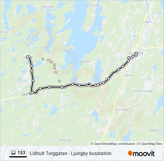 153 bus Line Map