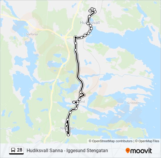 28 bus Line Map