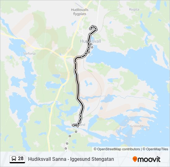 28 bus Line Map