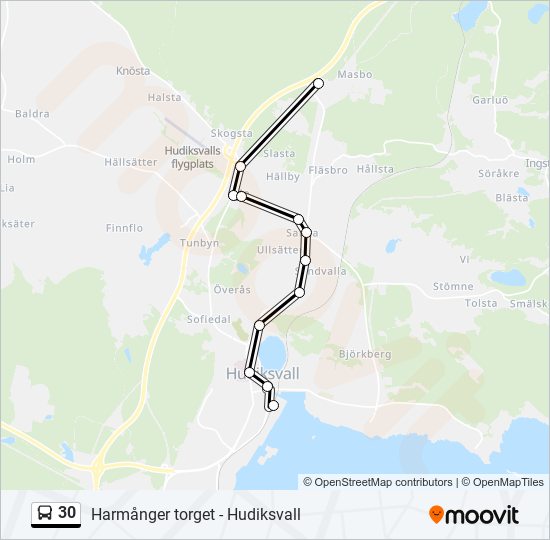 30 bus Line Map