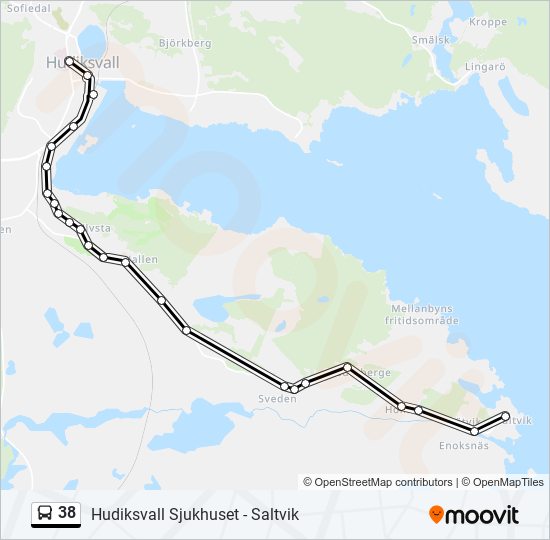 38 bus Line Map