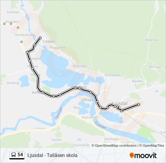 54 bus Line Map