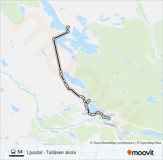 54 bus Line Map