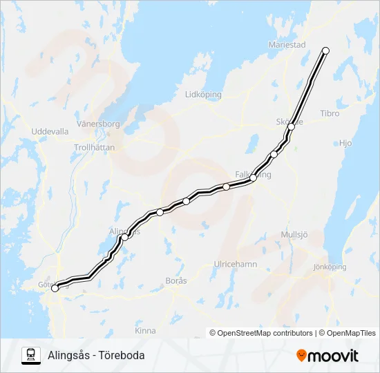 VÄSTTÅGEN Train Line Map
