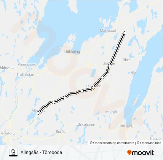 VÄSTTÅGEN Train Line Map