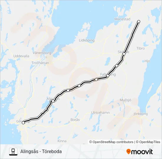 VÄSTTÅGEN Train Line Map