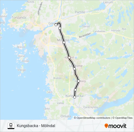 VÄSTTÅGEN Train Line Map