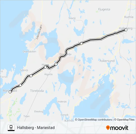 VÄSTTÅGEN Train Line Map
