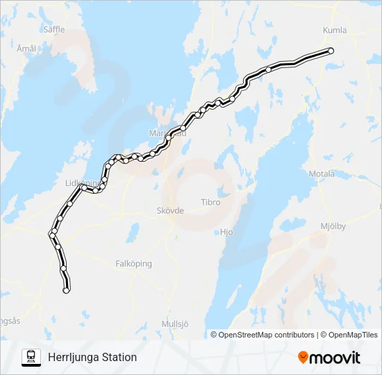 VÄSTTÅGEN Train Line Map