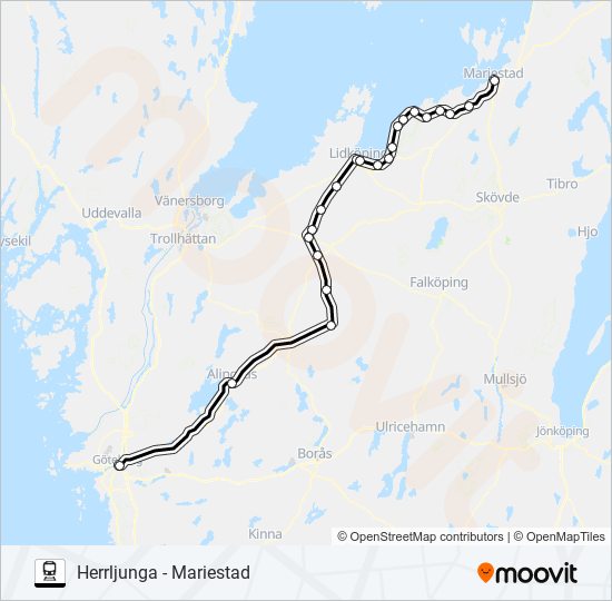 VÄSTTÅGEN train Line Map