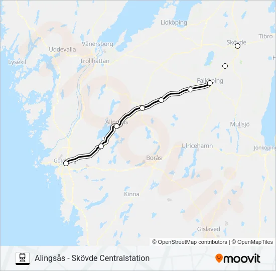 VÄSTTÅGEN Train Line Map