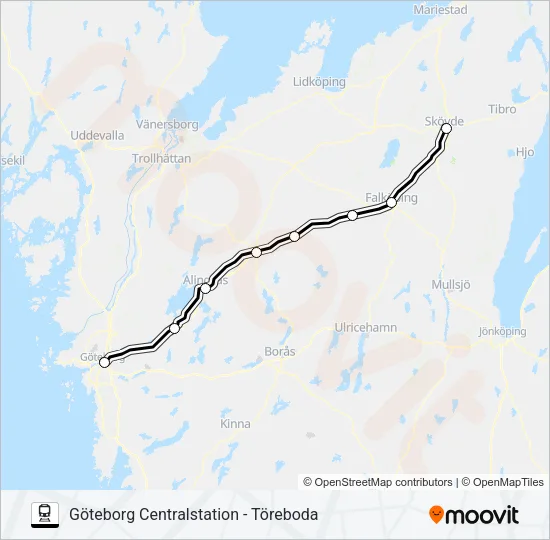 VÄSTTÅGEN Train Line Map