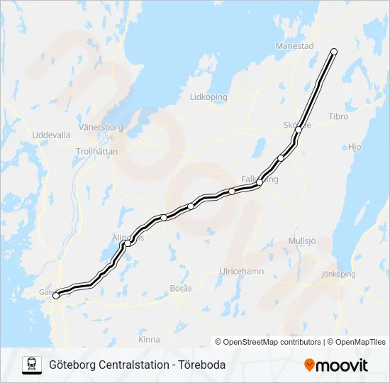 VÄSTTÅGEN Train Line Map