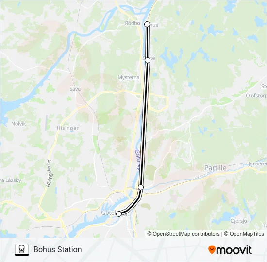 VÄSTTÅGEN Train Line Map