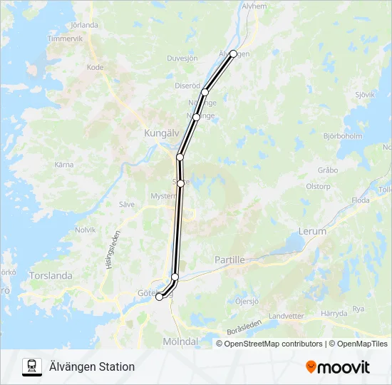 VÄSTTÅGEN Train Line Map