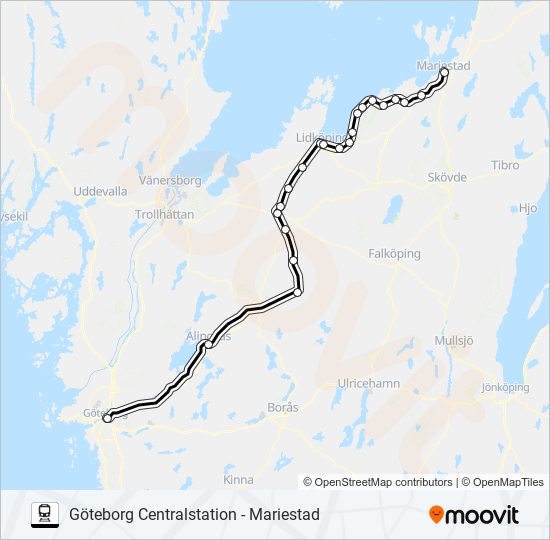 VÄSTTÅGEN train Line Map