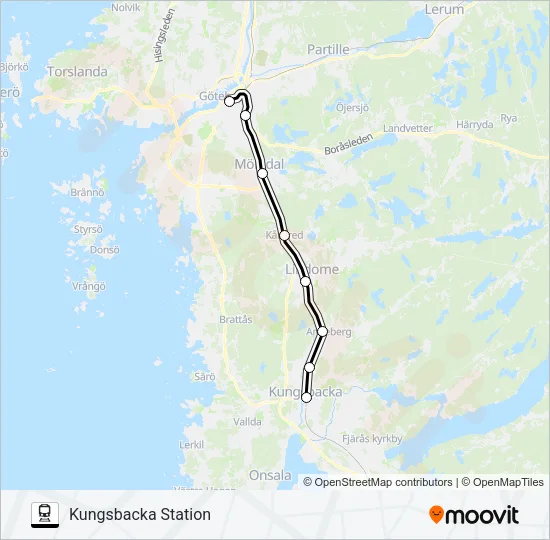 VÄSTTÅGEN Train Line Map
