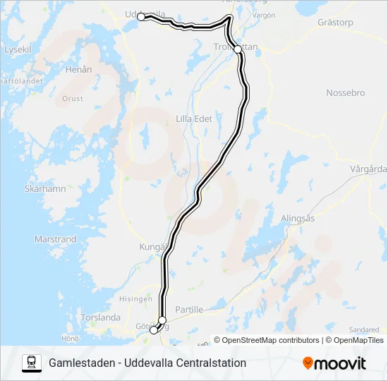 VÄSTTÅGEN Train Line Map