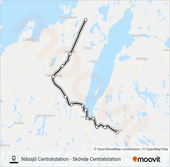 VÄSTTÅGEN Train Line Map