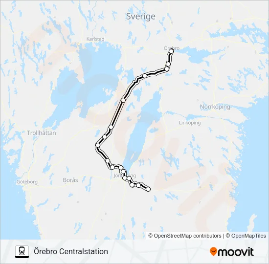 VÄSTTÅGEN Train Line Map