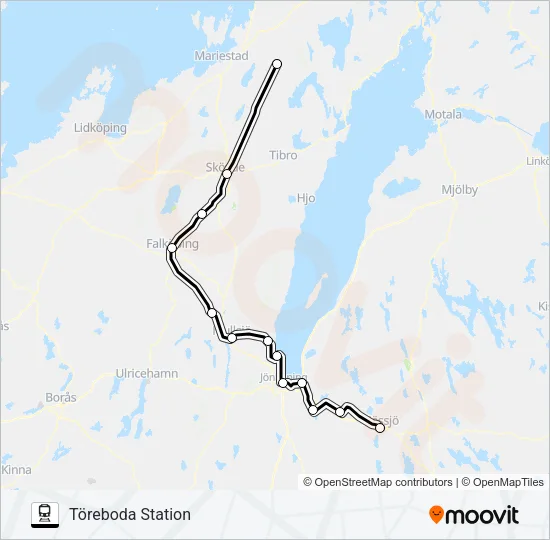 VÄSTTÅGEN Train Line Map