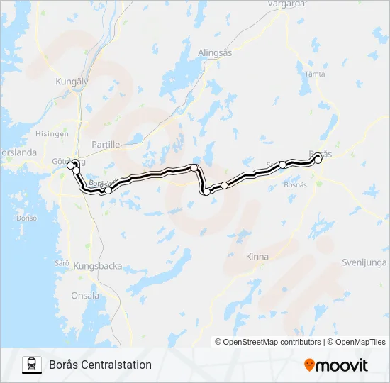 VÄSTTÅGEN Train Line Map