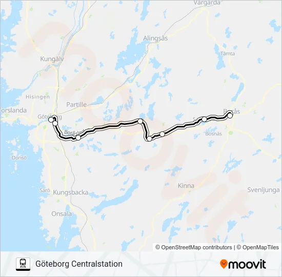 VÄSTTÅGEN Train Line Map