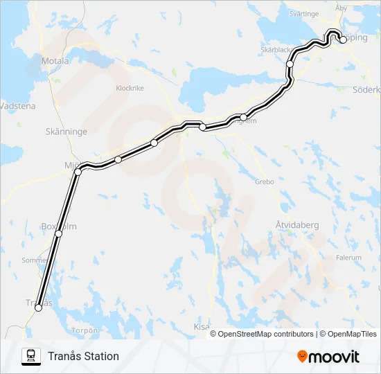 ÖSTGÖTAPENDELN Train Line Map