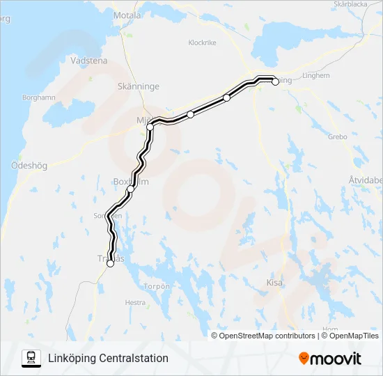 ÖSTGÖTAPENDELN Train Line Map