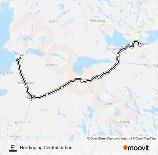 ÖSTGÖTAPENDELN Train Line Map