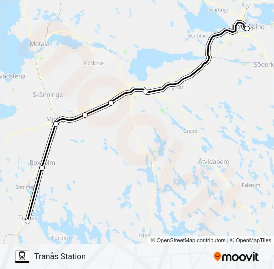 ÖSTGÖTAPENDELN Train Line Map