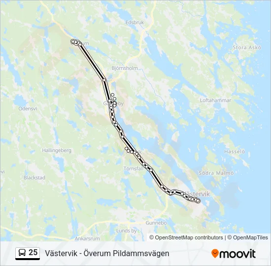 25 Bus Line Map