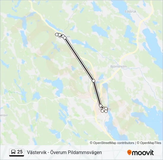 25 Bus Line Map