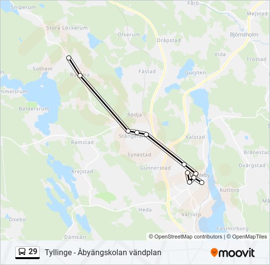 29 bus Line Map