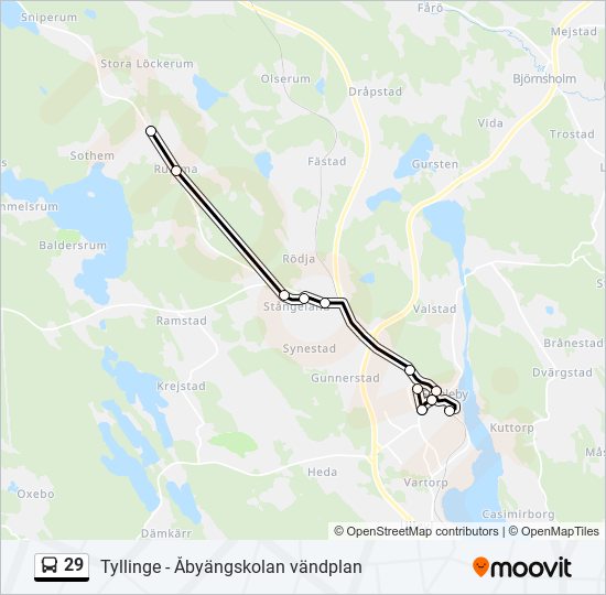 29 bus Line Map