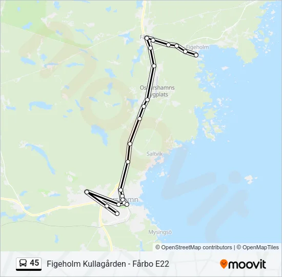 45 buss Linje karta