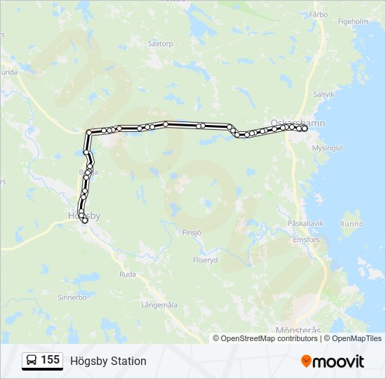 155 bus Line Map