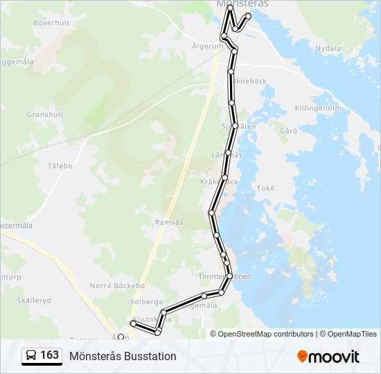 163 bus Line Map