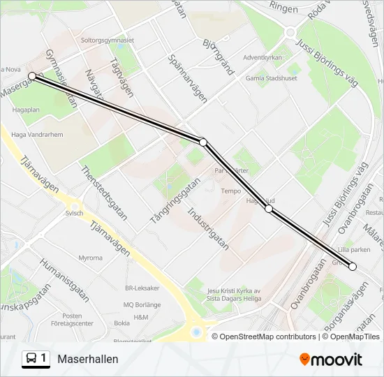 1 Bus Line Map