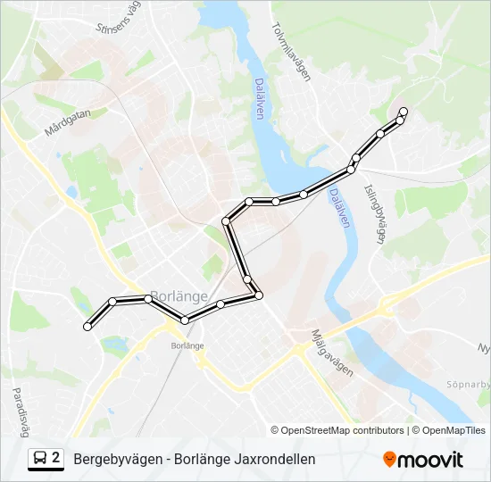 2 buss Linje karta