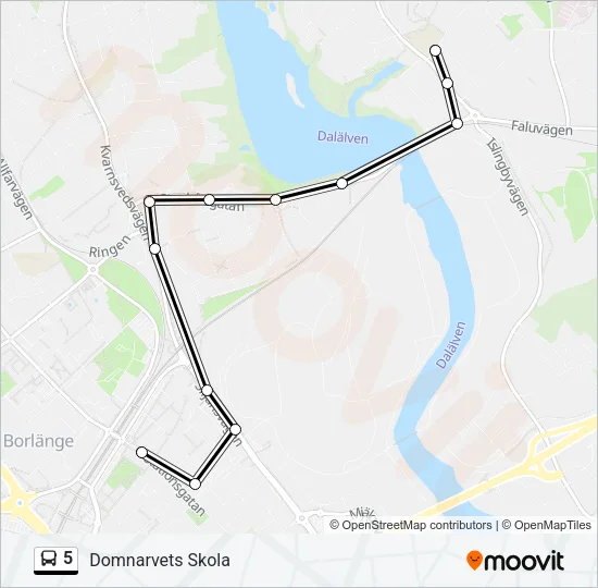 5 buss Linje karta