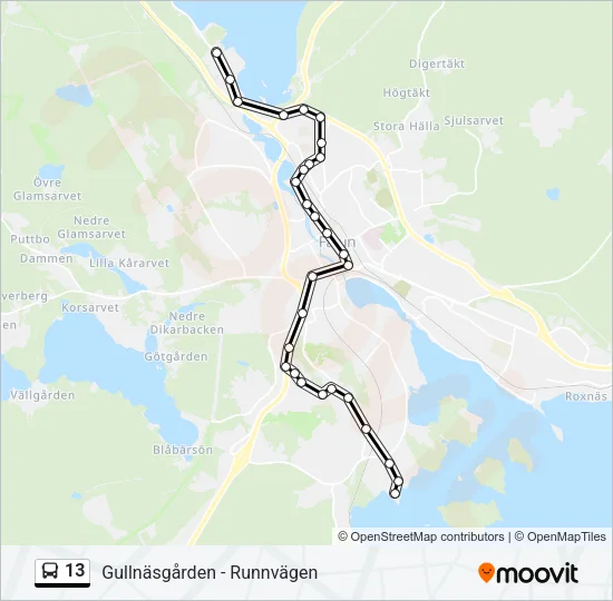 13 Bus Line Map