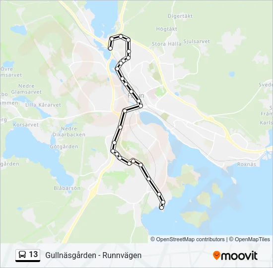 13 Bus Line Map
