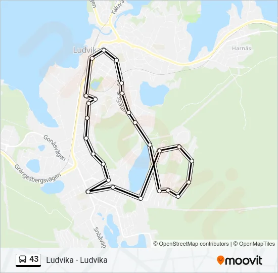 43 Bus Line Map