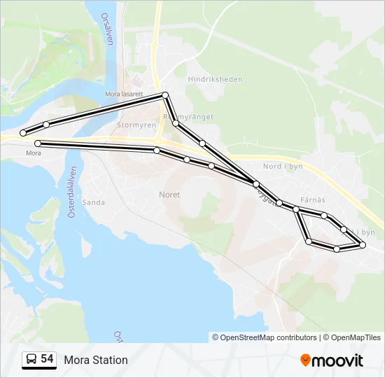 54 Bus Line Map